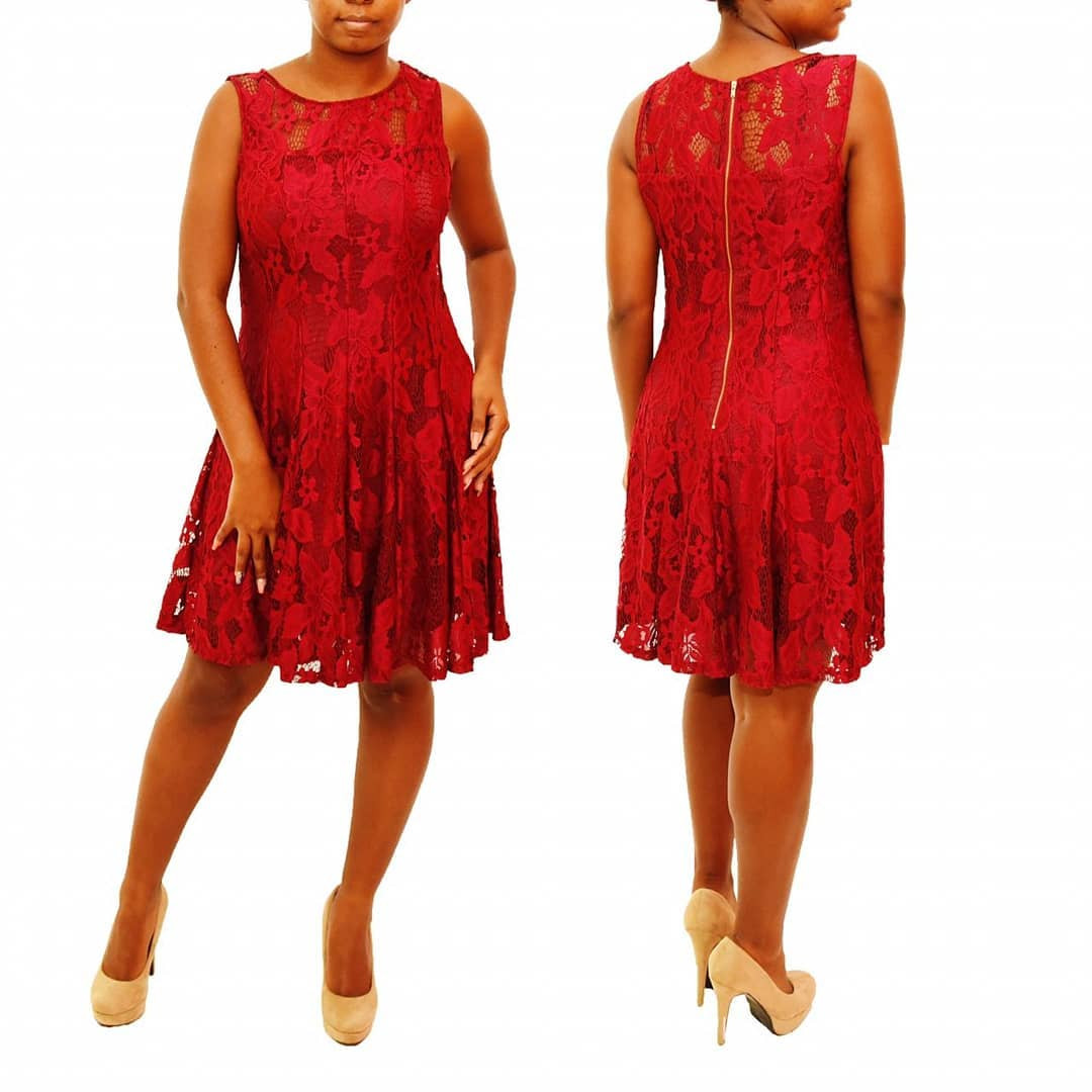 Burgandy Ryan & Michelle Full Lace Dress Size M: $195.00