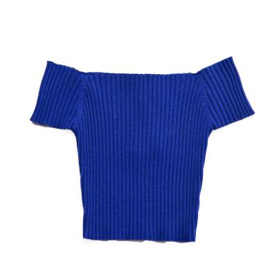 Blue off shoulder crop top Size M: $45.00