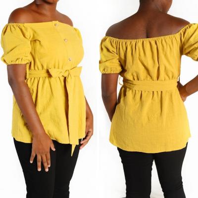 Off The Shoulder Belted Top (Mustard): $75.00