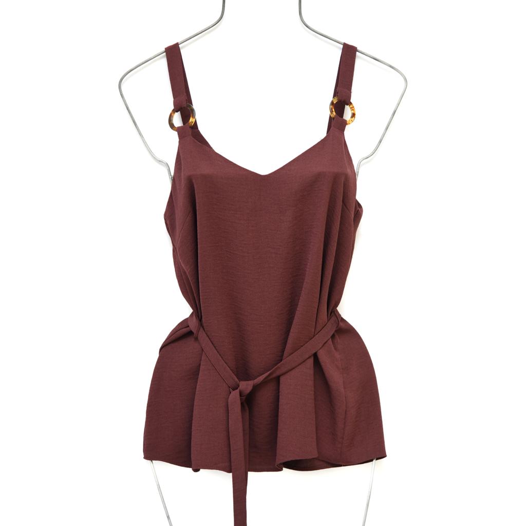 chocolate spagetti strap top size 4